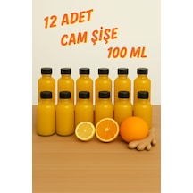 Rotanev 12 Adet Cam Shot Şişesi Sızdırmaz Siyah Plastik Kapaklı Kolonya Koku Süs Çok Amaçlı Şişe 100 ML
