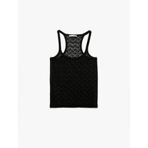 Koton Rahat Kalıp Yarı Transparan U Yaka Dantel Atlet Pijama Üstü Siyah 6wlk90022mk Siyah