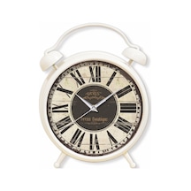 Romen Renkli Rakamlar Çalar Saat Görünümlü Masa Ve Duvar Saat Krem - Kahverengi