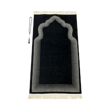 Mihrap Desenli Düz Şönil Seccade Siyah