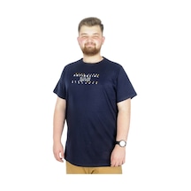 Mode Xl Büyük Beden T-Shirt Bis Yaka Antisocial 22187 Lacivert 001