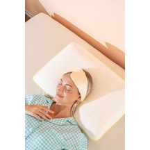 Color Terapi Hava Kanallı Sarı Ortopedik Visco Yastık 60x40x15 Cm Beyaz