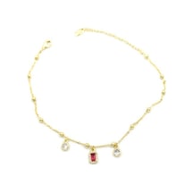 Renkli Taşlı Halhal - Kırmızı Diğer