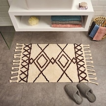 Soft Tufting Çiçekli Banyo Paspası - Ekru - 60x90 Cm Çok Renkli