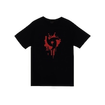 Mangekyu Sharingan Anime Baskılı Unisex %100 Pamuk Siyah T-shirt SIYAH