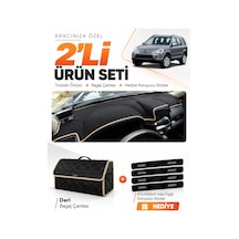 Honda Cr-v 2000-2006 Uyumlu Torpido Örtüsü + Deri Bagaj Çantası + Sticker Seti - Siyah Bej