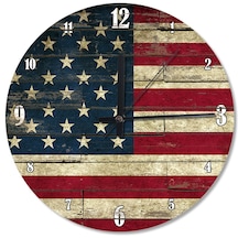 Amerikan Bayrağı Ahşap Duvar Saati (407344135)