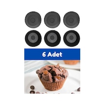 6 Lı Silikon Mini Brownie & Muffin Kalıbı Antrasit Cupcake Kek Kalıbı Isıya Dayanıklı Gri