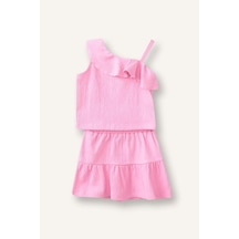 Defacto Kırışık Dokulu Kumaş 2li Pembe Takım Kız Bebek I0050a526hspn649 Pembe-pn649