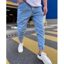 Erkek Paçası Lastikli Likrasız Boyfriend Jogger Kot Pantolon