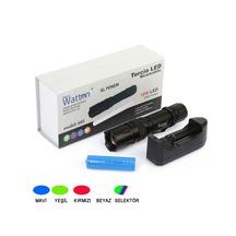 Watton Wt-605 10w 2000 Lümen 4 Renk Güçlü El Feneri Siyah