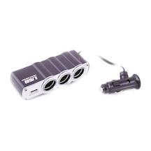 Oto Çakmaklık Çoklayıcı 3'lü Çakmak Soketi 1 Usb Girişi Ont128