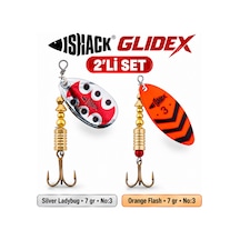 Fishack Glidex 2'li Döner Kaşık Seti - Silver Ladybug 7 Gr No:3 + Orange Flash 7 Gr No:3