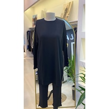 İnvee Fermuar Detayli Tunik 7047 Siyah Siyah