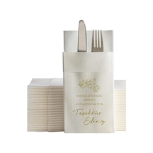 Ake Kağıt Cepli Peçete Düğün Nişan Konuşan Peçete Gold Baskılı 48 x 48 CM