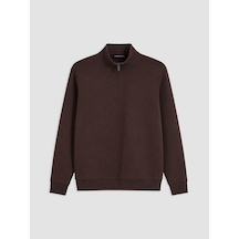 Lcwaıkıkı Classic Kahverengi Dik Yaka Erkek Kalın Sweatshirt