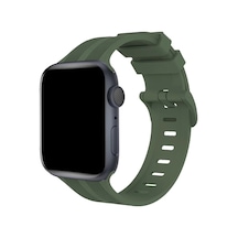Apple Watch 38mm Uyumlu Kr408 Çizgili Silikon Kordon - Koyu Yeşil