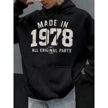 Startmore Tarzsokak 1978'de Üretilmiştir Tüm Orijinal Parçalar Baskılı Erkek Günlük Moda Kapüşonlular Büyük Beden Siyah
