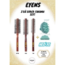 Eyens 3'lü Erkek Tarama Seti + Duş Masaj Tarağı Saç Fırçaları 200 Derece Fön Isısına Dayanıklıdır