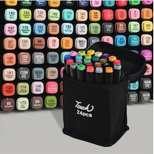 24 Renk Marker Resim Mimari Ve Grafik Tasarım Kalemi 24 Lü Çift Taraflı Marker Keçeli Kalem Seti Çok Renkli