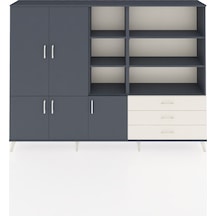 Arges Dolap 11 Raflı 3 Çekmeceli 5 Kapaklı 220x30x163 Antrasit-antrasit/aytaşı Antrasıt/aytası - Antrasıt