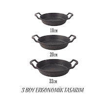 3'lü Döküm Sahan Seti, 3'lü Yumurta, Omlet Tavası, 3 Boy Döküm Siyah Granit Sahan Tava 22cm-20