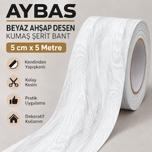 5 Cm X 5 Metre - Beyaz Ahşap Desen