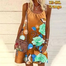 Turuncu Kadınlar Çiçek Üç Güzel Güller Baskılı Mini Elbise Kolsuz Parti Elbise Yaz Plaj Elbise Sundress Turuncu Kadınlar Çiçek Üç Güzel Güller Baskılı Mini Elbise Kolsuz Parti Elbise Yaz Plaj Elbise Sundress