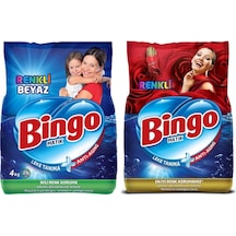 Bingo Matik Renkli Beyaz + Renkli Toz Çamaşır Deterjanı 2 x 4 KG