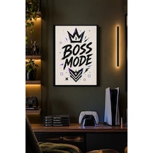 Taçlı Oyun Modu Teması Desenli Dekoratif Mdf Tablo, Çerçeve Görünümlü Ahşap Poster