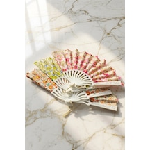 Çiçek - 253 - Desenli - Shophnrl - Yelpaze Beyaz