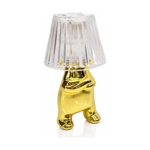 Kollarını Bağlamış Adam Figürlü Gold Led Abajur Şeffaf Başlıklı Dekoratif Masa Lambası Diğer