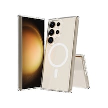 Thegencoo Galaxy S24 Ultra Uyumlu Tgco Magsafe Şarj Özellikli Şeffaf Sert Pc Tgco Embos Kılıf-renksiz