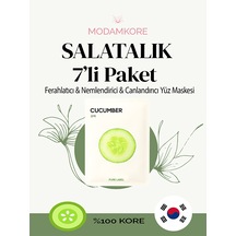 Modamkore 7'li Paket Salatalık Özlü Kore Yüz Maskesi Ferahlatıcı Yoğun Nem