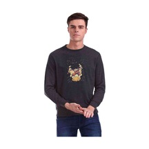 Anime Dragon Ball Baskılı Füme Antrasit Erkek Örme Sweatshirt (528960744)