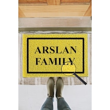 KIVIRCIK PASPAS KISIYE OZEL FAMILY SARI 40X60 CM Dekoratif Çok Amaçlı Iç ve Dış Kapı Paspası