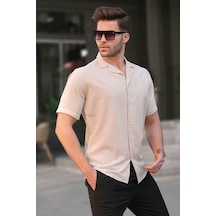 Madmext Bej Slim Fit %100 Pamuk Kısa Kol Erkek Gömlek 5585 Bej