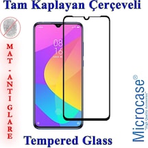 Microcase Xiaomi Mi 9 Lite Tam Kaplayan Çerçeveli Cam - Mat Siyah