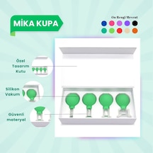 Silikon Vakumlu Mika Yüz Masaj Kupası 4'lü Set Açık Yeşil Çok Renkli
