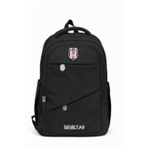 Beşiktaş Lisanslı 3 Bölmeli Siyah Paraşüt Kumaş Sırt Çantası - Laptop Bölmeli Okul Çantası