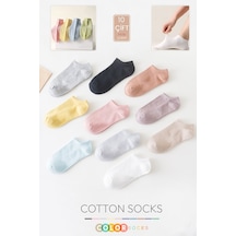 10 Çift Cotton Kadın Patik Çoraplar Seti Extra Soft KARIŞIK