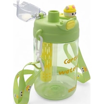 Kuromi Hello Kitty Çizgifilm Karakterli Çocuk Suluğu - Askılı Çift Kapaklı Pipetli Matara 750ml Yeşil