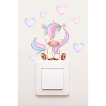 Priz Pastel Unicorn Ve Kalpler Dekoratif Priz Sticker