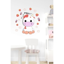MSticker Sevimli İnek Ve Çilekler Çocuk Bebek Odası Sticker