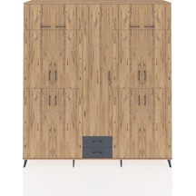 Hyperion Dolap 10 Raflı 2 Çekmeceli 4 Askılı 220x44x243 Çam-çam/antrasit Atlas Çam/antrasıt