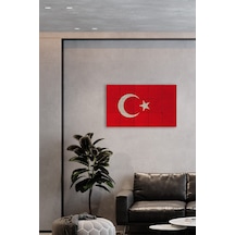 Doğal Taş Türk Bayrağı Tablo - Duvar Dekoru, Ofis Tablosu, Salon Tablosu 50x30cm Ay Yıldız Tablo
