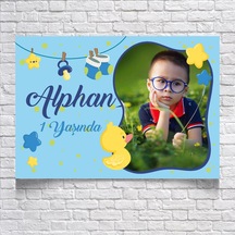 Mavi Bebek Temalı Doğum Günü Afişi 70x100 Cm