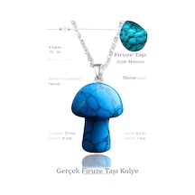 Erilsa Sertifikalı Mantar Model Firuze Taşı Kolye - Gümüş Aparatlı Çok Renkli
