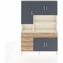 Arges Dolap 9 Raflı 5 Çekmeceli 5 Kapaklı 132x30x195 Aytaşı-antrasit/çam Antrasıt/atlas Çam