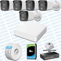 Provzen Hikvision 5 Li İp 4mp Güvenlik Kamerası Seti Colorvu Mikrofonlu Olay Anında Bildirim